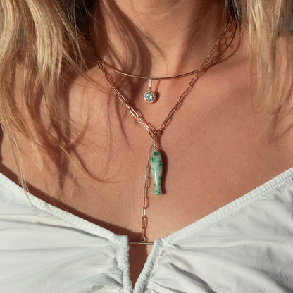 Fortuna Green Dot Fish Charm