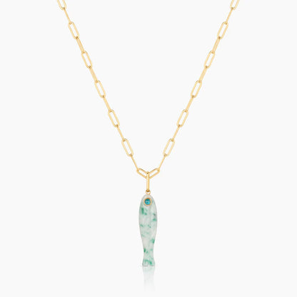 Fortuna Green Dot Fish Charm