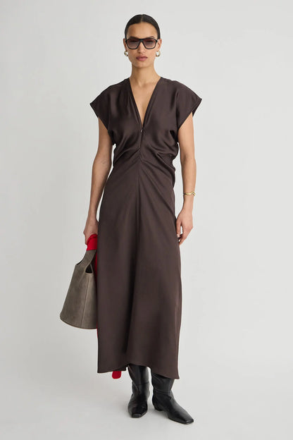 Monde Drape Bias Maxi - Black Coffee
