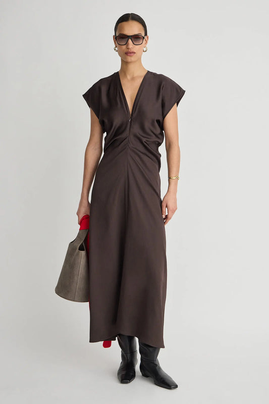 Monde Drape Bias Maxi - Black Coffee