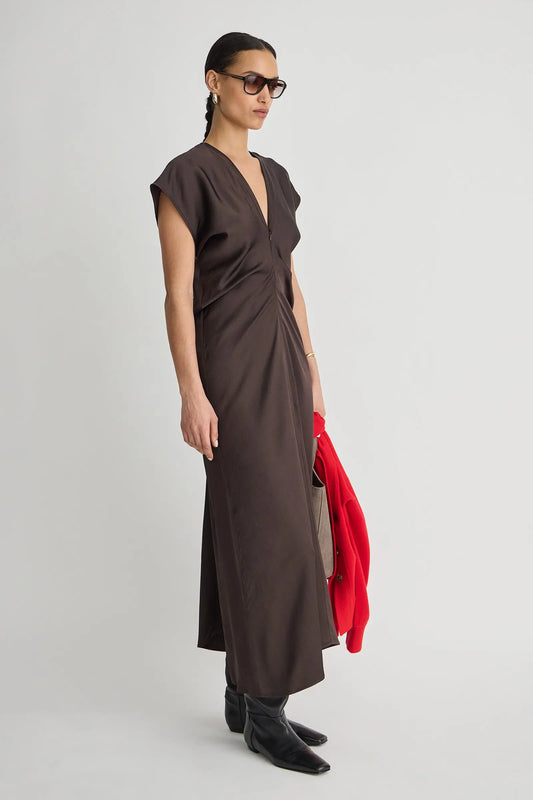 Monde Drape Bias Maxi - Black Coffee