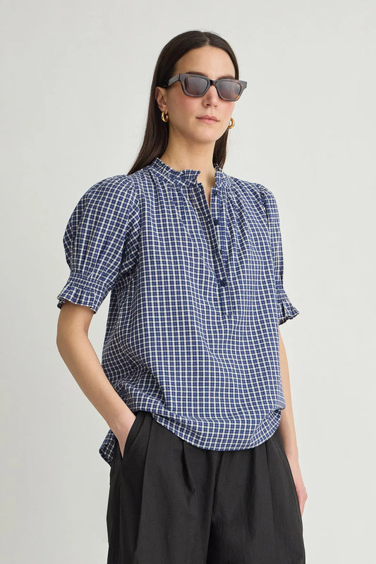 Los Altos Top - Navy Desai Plaid