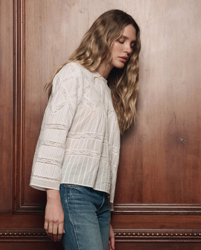 The Lattice Lace Victorian Top - White