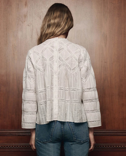 The Lattice Lace Victorian Top - White