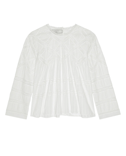 The Lattice Lace Victorian Top - White