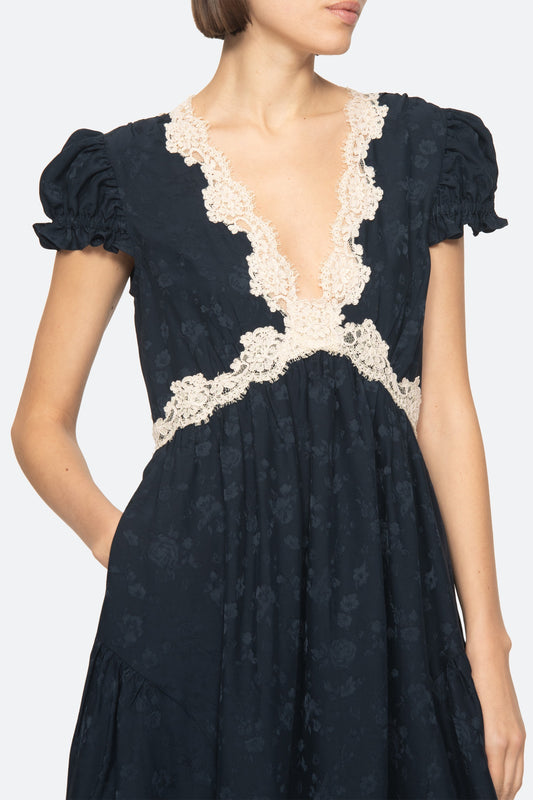 Shay Vneck Midi Dress - Navy