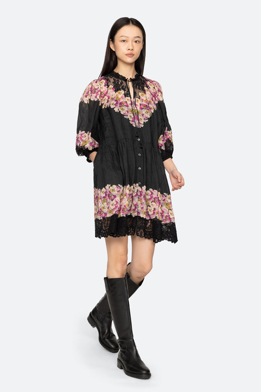 Persephone S/Slv Mini Dress - Black