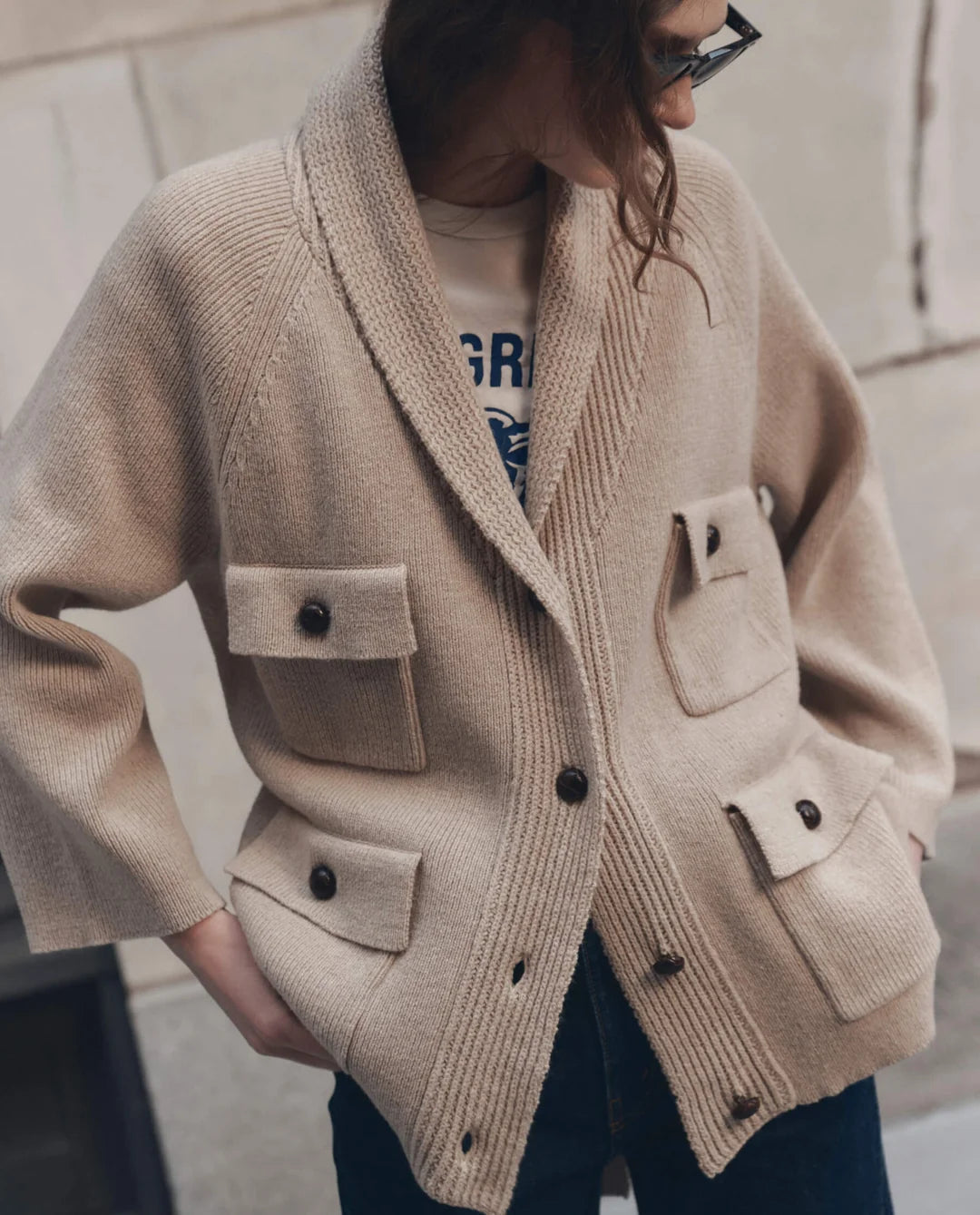 The Commander Riding Cardigan - Cream