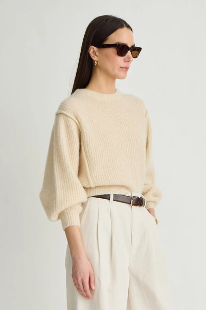 Softest Silk Cashmere Batwing Crew - Ivory
