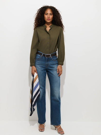 Chantilly Ruffle Shirt - Military Olive