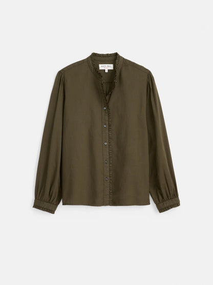 Chantilly Ruffle Shirt - Military Olive