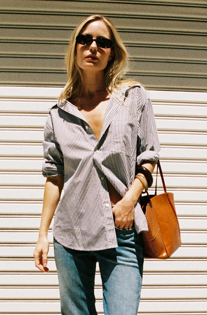 Ruth Oversized Shirt - Black/Eggshell