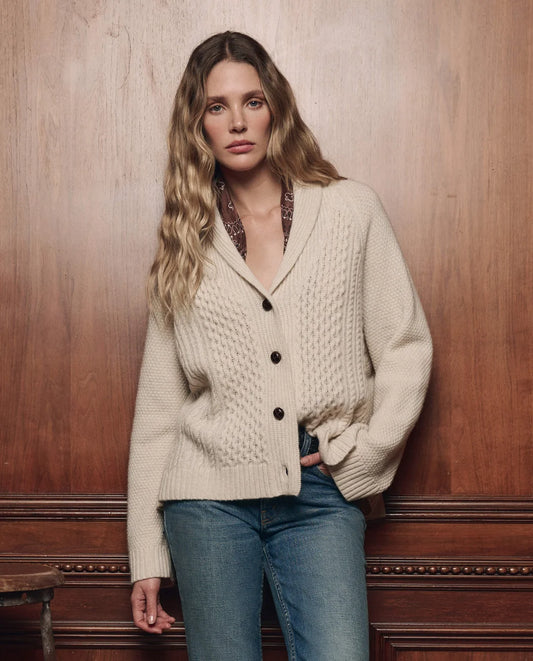 The Cashmere Cable Lodge Cardigan - Cream