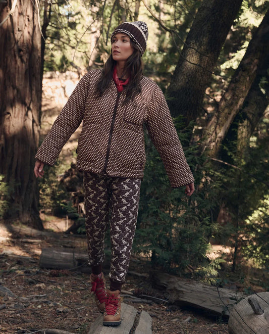 The Creek Zip Liner - Chocolate & Maroon Dot