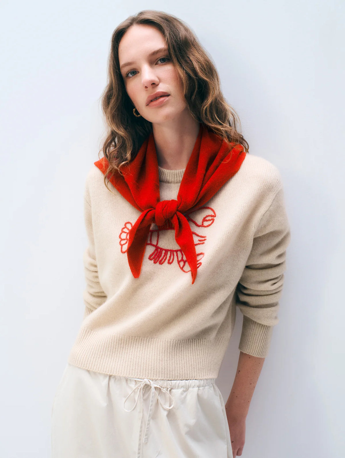 Cashmere Neckerchief - Tomato Red
