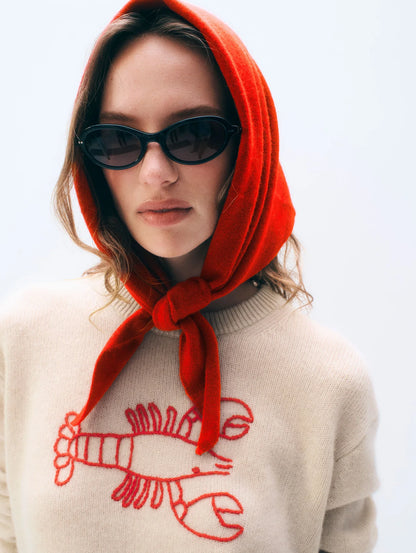 Cashmere Neckerchief - Tomato Red