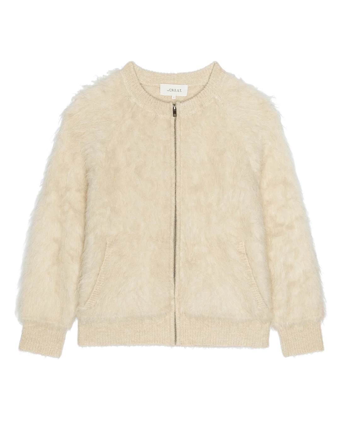 Fuzzy Bomber Sweater - Cream