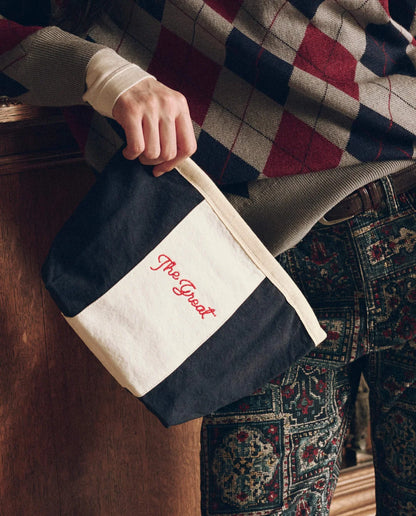 The Stripe Pouch - Navy & White