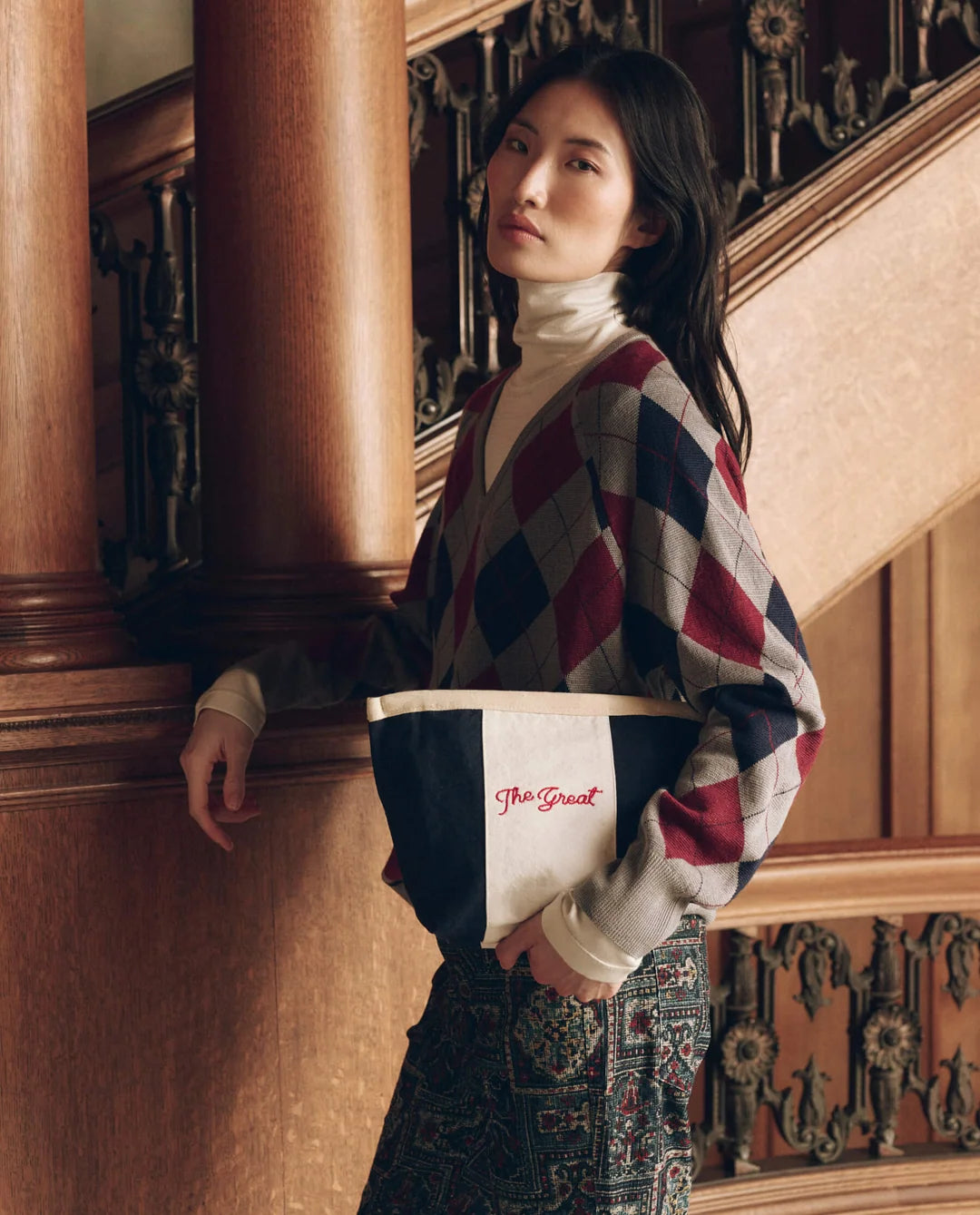 The Stripe Pouch - Navy & White