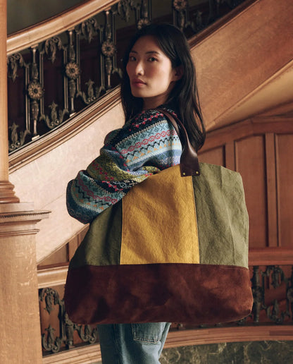 The Stripe Tote - Olive & Citron