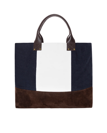 The Stripe Tote - Navy & White
