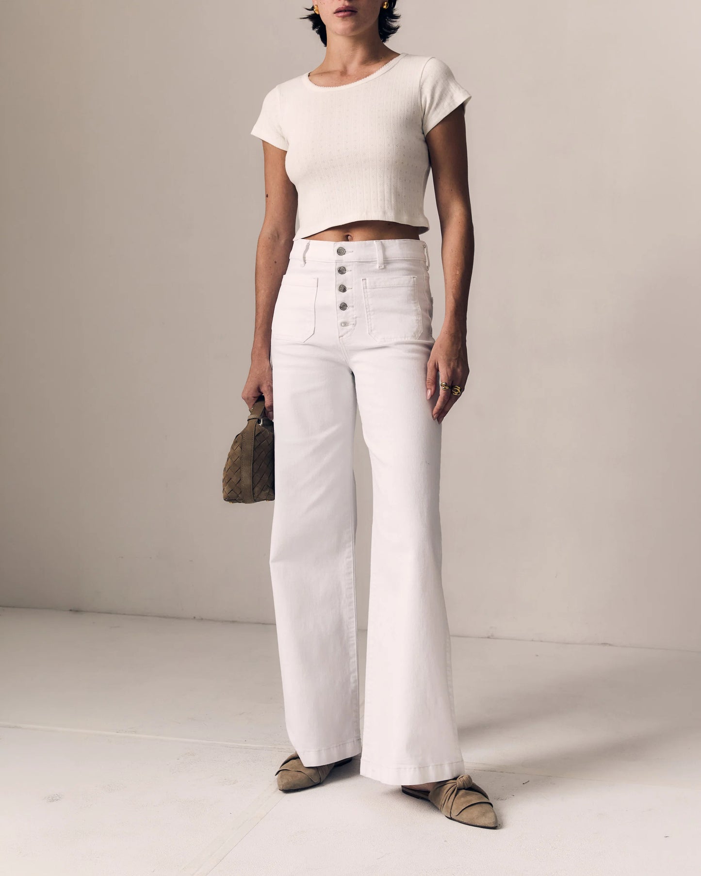 Georgia Wideleg - White