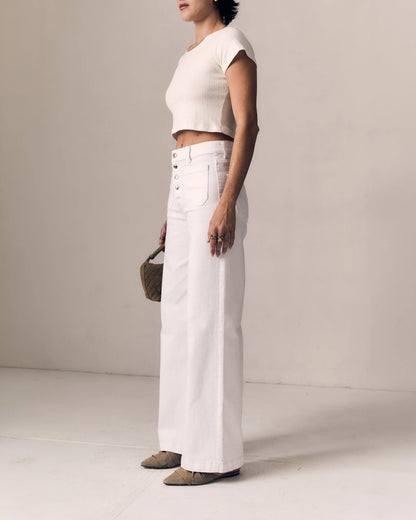Georgia Wideleg - White