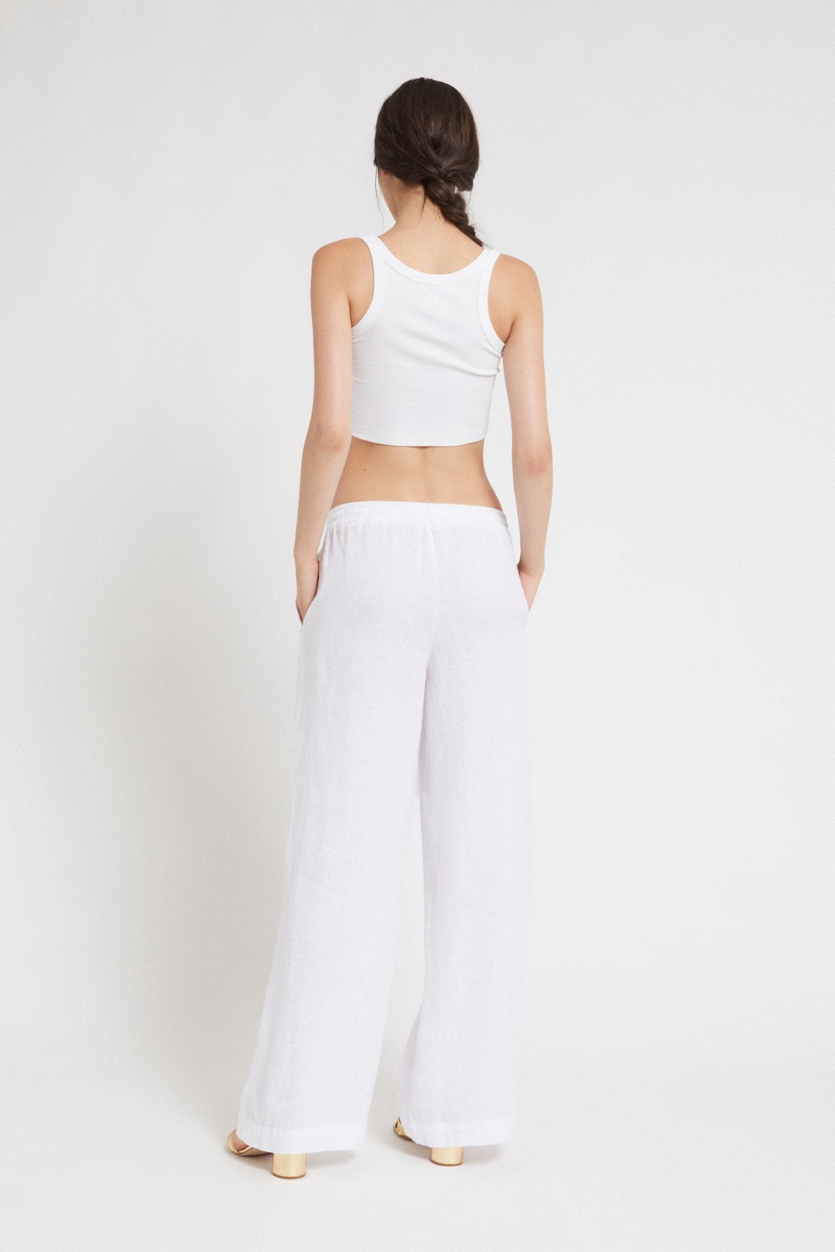 Linen Palazzo Trousers - Bianco