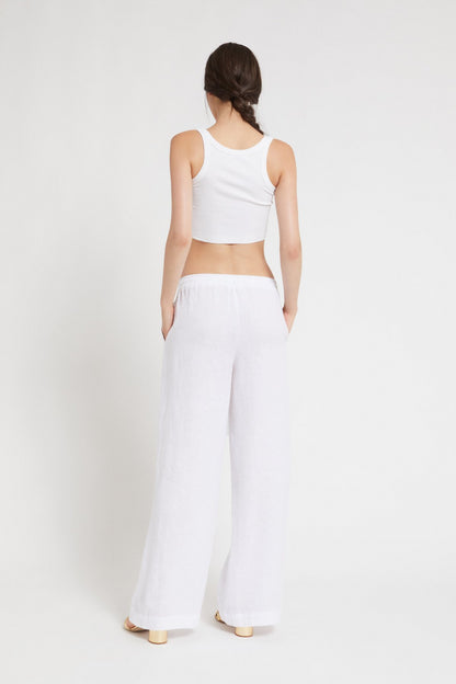 Linen Palazzo Trousers - Bianco