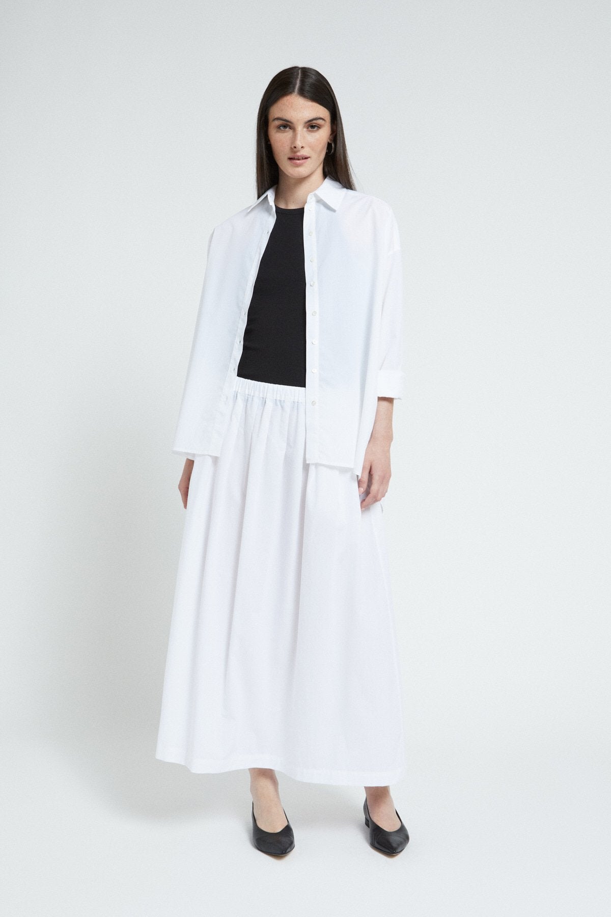 Pleated Poplin Skirt