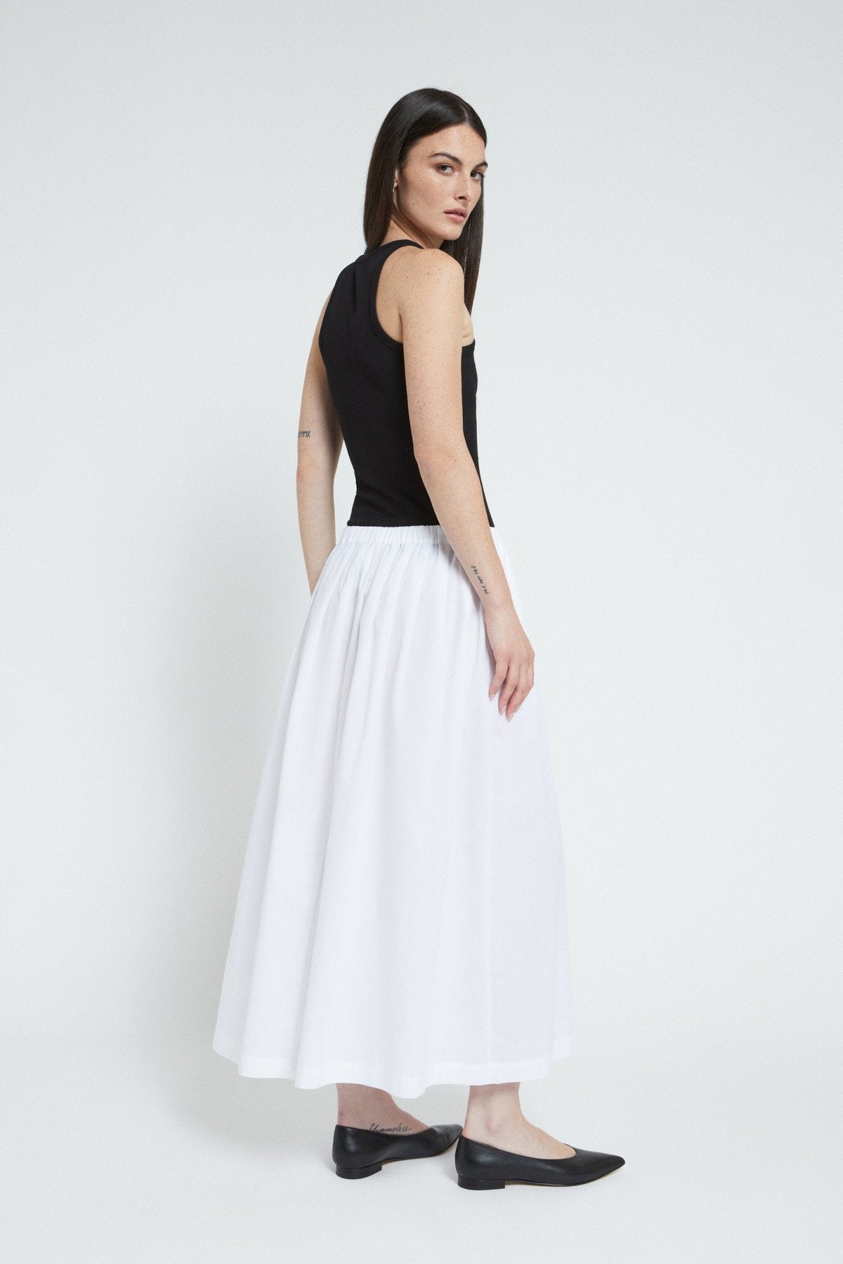 Pleated Poplin Skirt