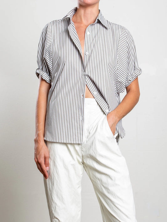 Claude Stripe Shirt - Olive/White