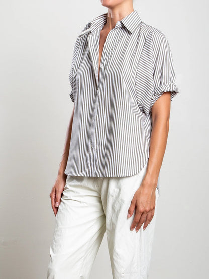 Claude Stripe Shirt - Olive/White