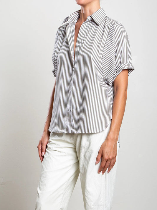 Claude Stripe Shirt - Olive/White