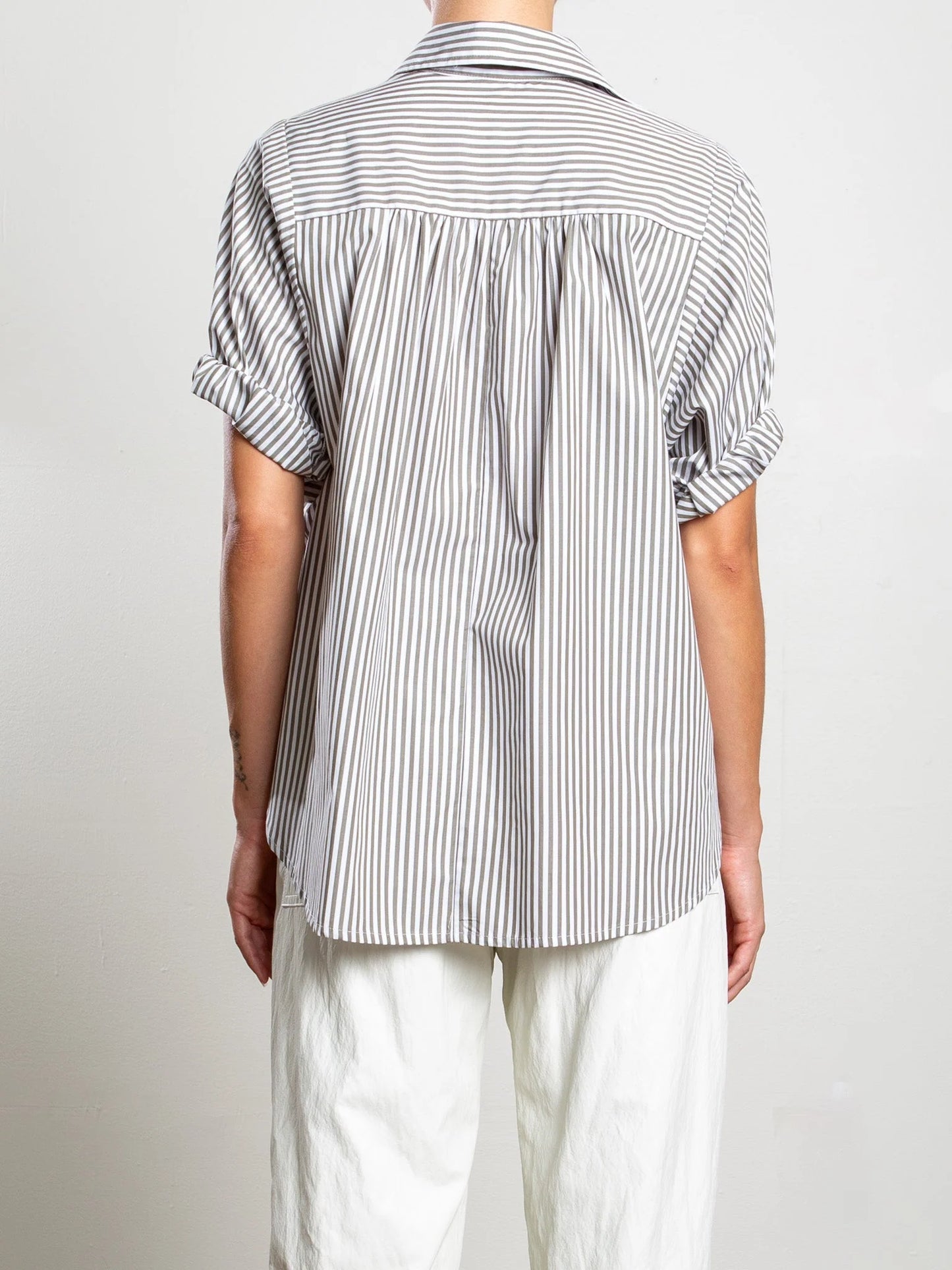 Claude Stripe Shirt - Olive/White