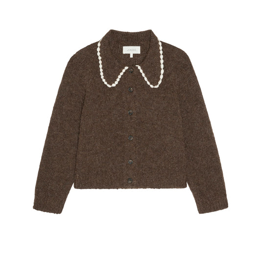 The Crochet Collar Cardigan - Chocolate Brown