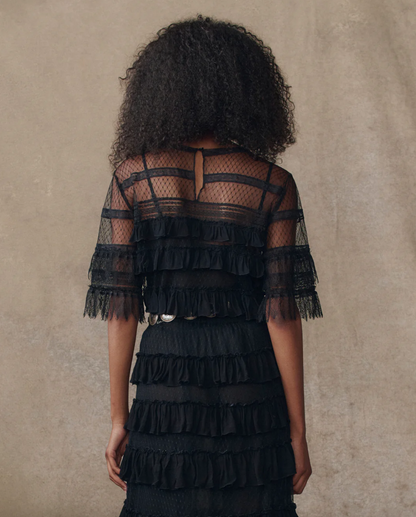 The Winter Mesh Flounce Top