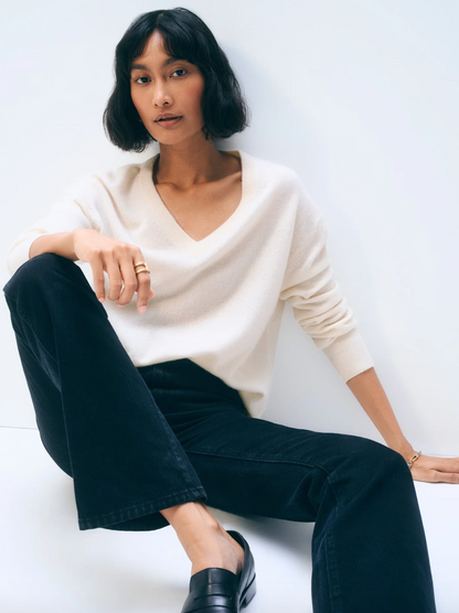 Cashmere VNeck Soft White