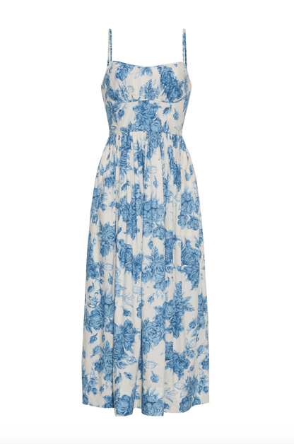 Alba Midi - Tossed Floral Blue