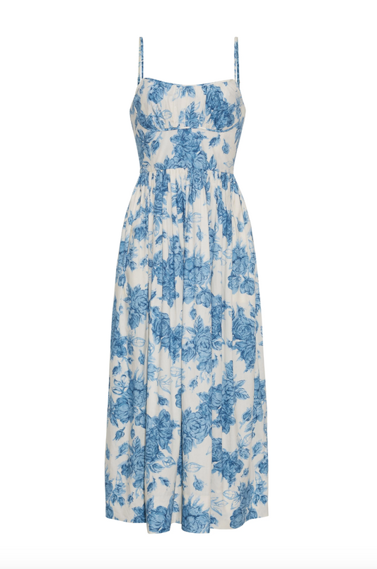Alba Midi - Tossed Floral Blue