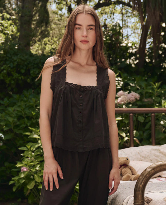 The Eyelet Tank -  Black