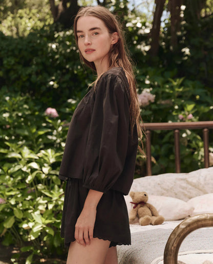 The Eyelet Tap Short - Black