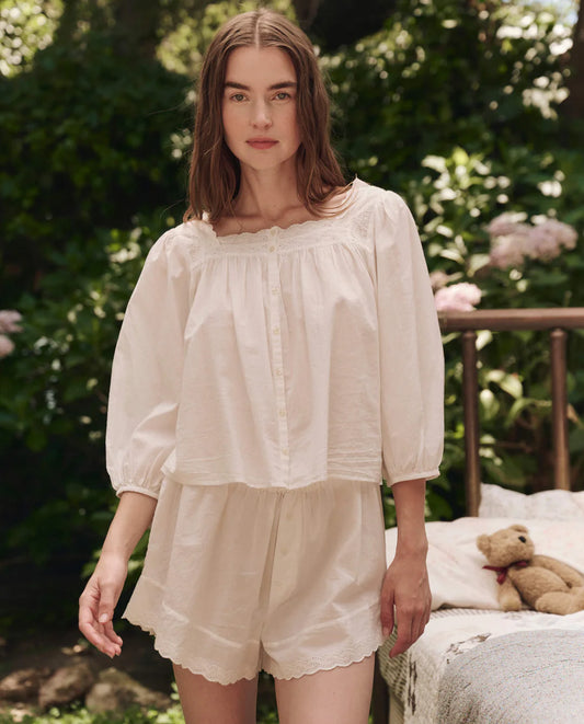 The Eyelet Tap Short - True White