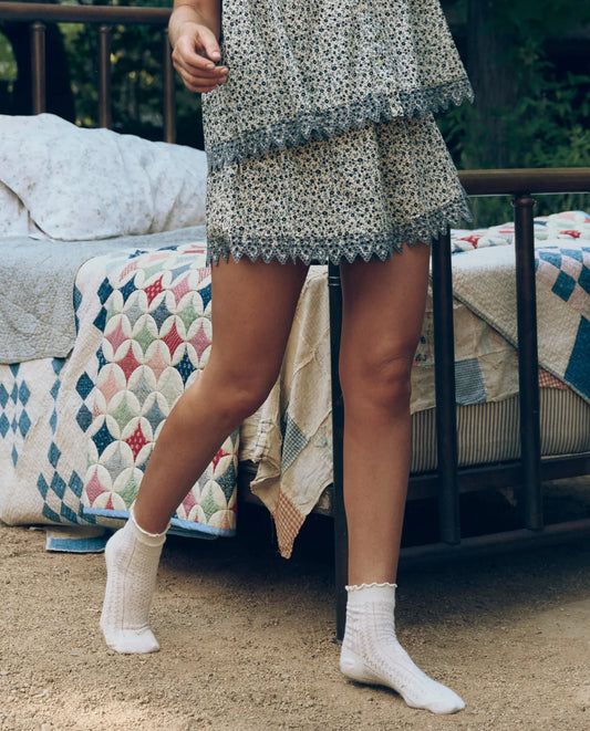 The Smocked Eyelet Short -  Bluebell Ditsy