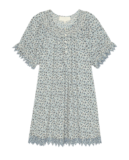 The Smocked Sleep Eyelet Dress - Bluebell Ditsy