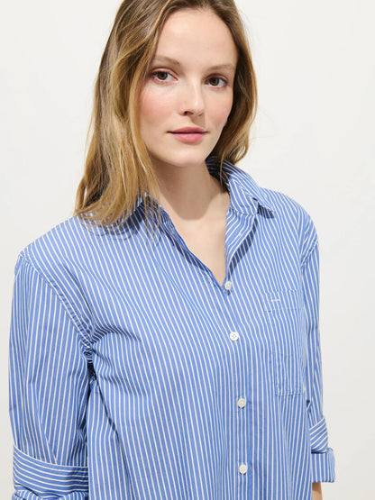 Florence Striped Shirt Dress - Blue/Ivory Stripe