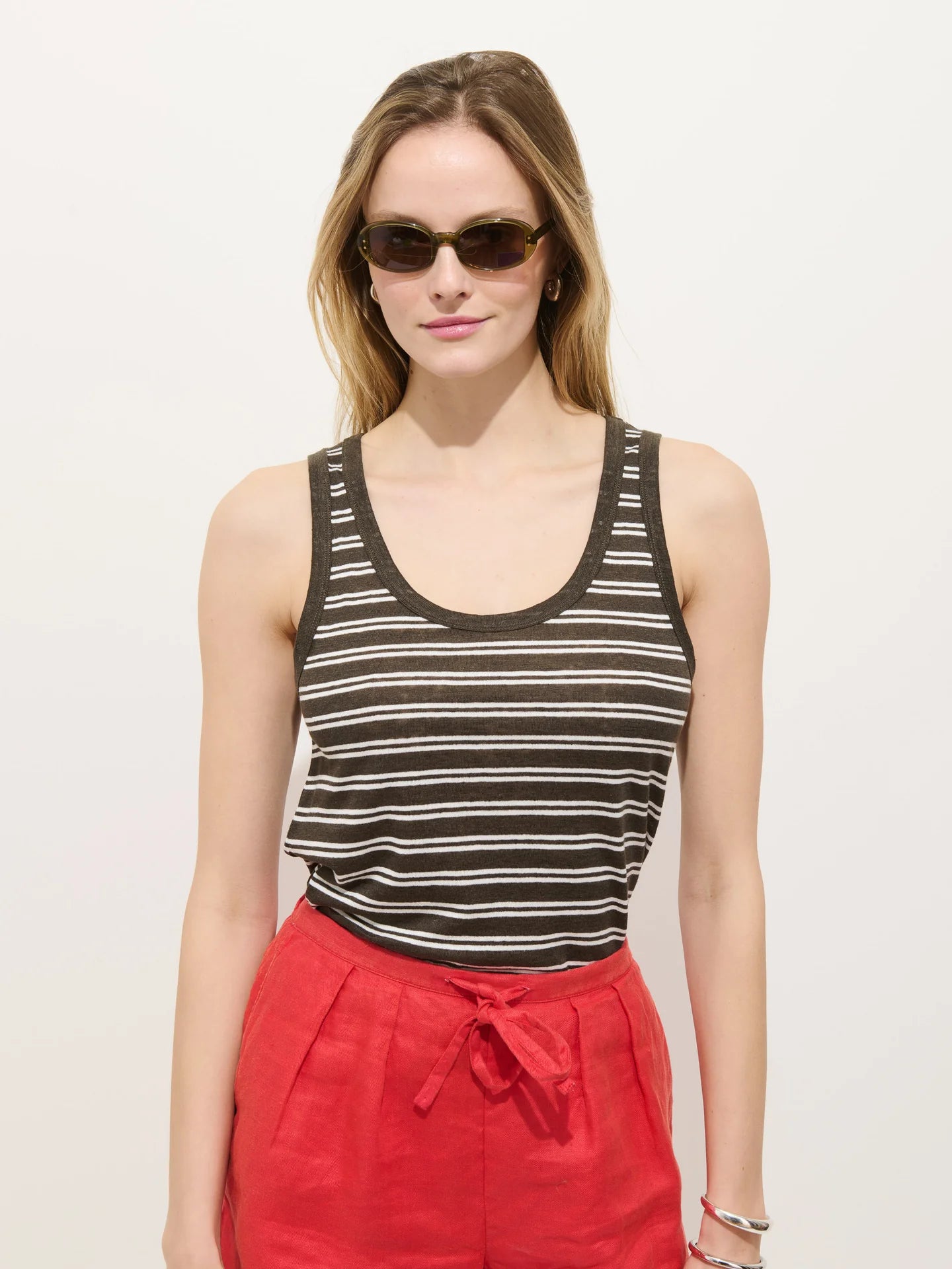 Garcon Tank - Roasted Bean & White