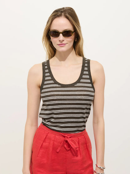 Garcon Tank - Roasted Bean & White