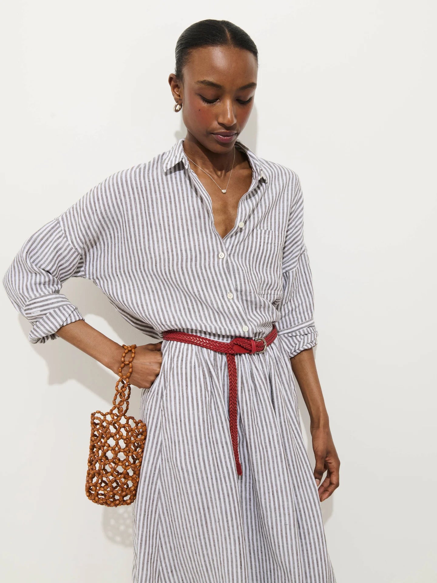 Jo Striped Shirt - Espresso/Ivory