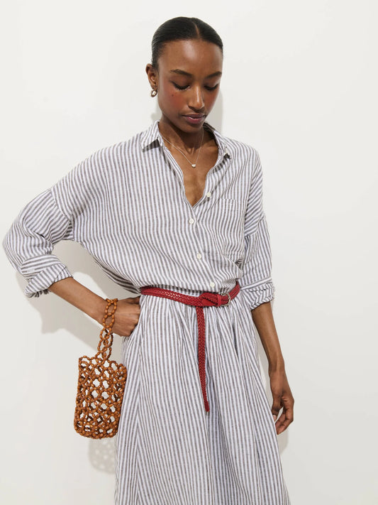 Jo Striped Shirt - Espresso/Ivory